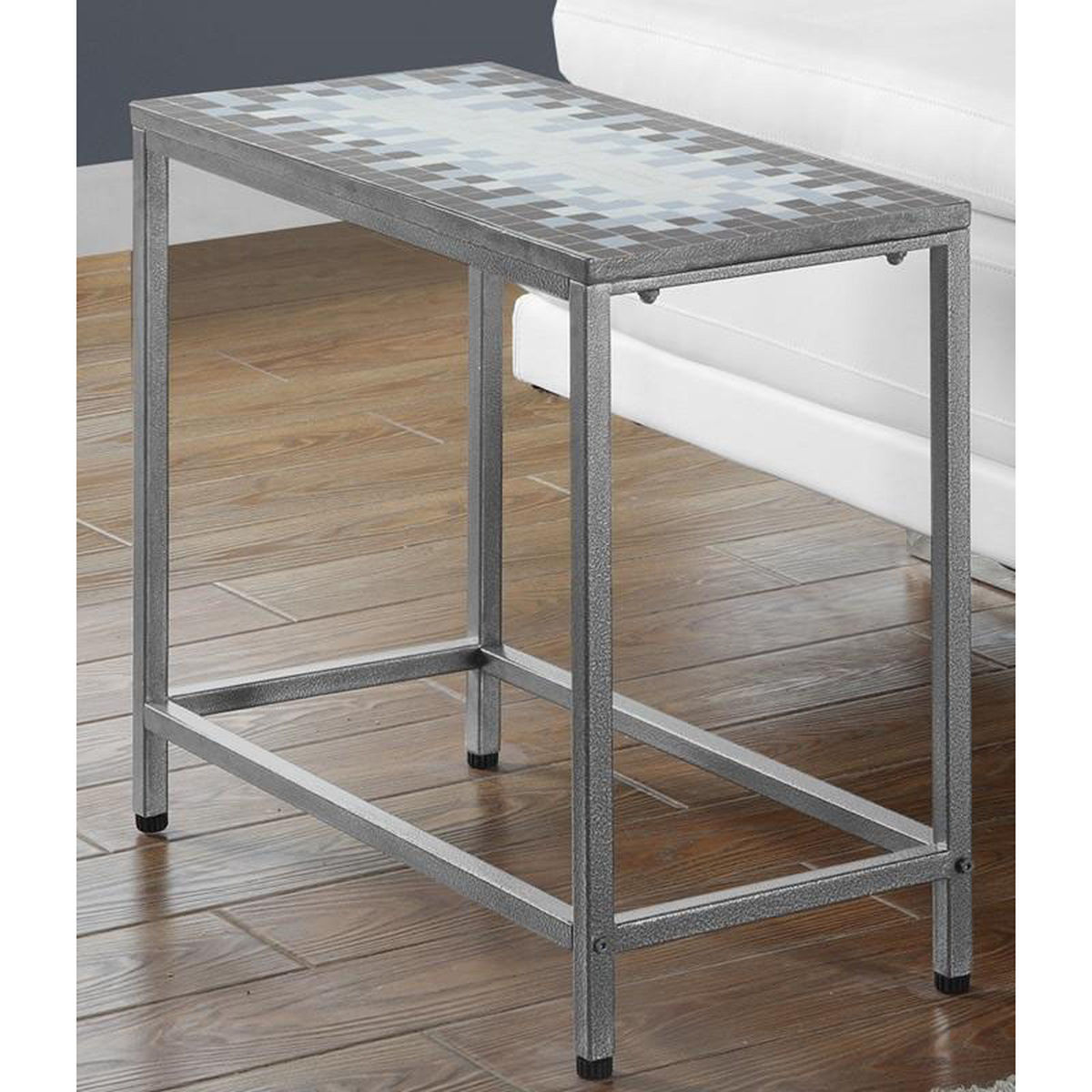 hammered metal accent table bizchair monarch specialties msp main silver our with gray and blue mosaic tile top antique drop leaf kitchen patio set clearance livingroom side