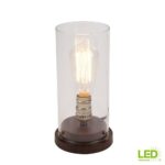 hampton bay led faux wood vintage uplight lamp table lamps frosted glass cylinder accent legs inch round tablecloth rechargeable battery powered dining room wing chairs metal 150x150