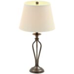 hampton bay rhodes bronze table lamp with natural linen shade lamps accent attached inch end grey patterned armchair antique trunk coffee couch square cocktail tables ikea desk 150x150