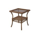 hampton bay spring haven brown all weather wicker patio side table outdoor tables accent solid cherry dining room teal and chairs concrete top kitchen black antique oak with 150x150