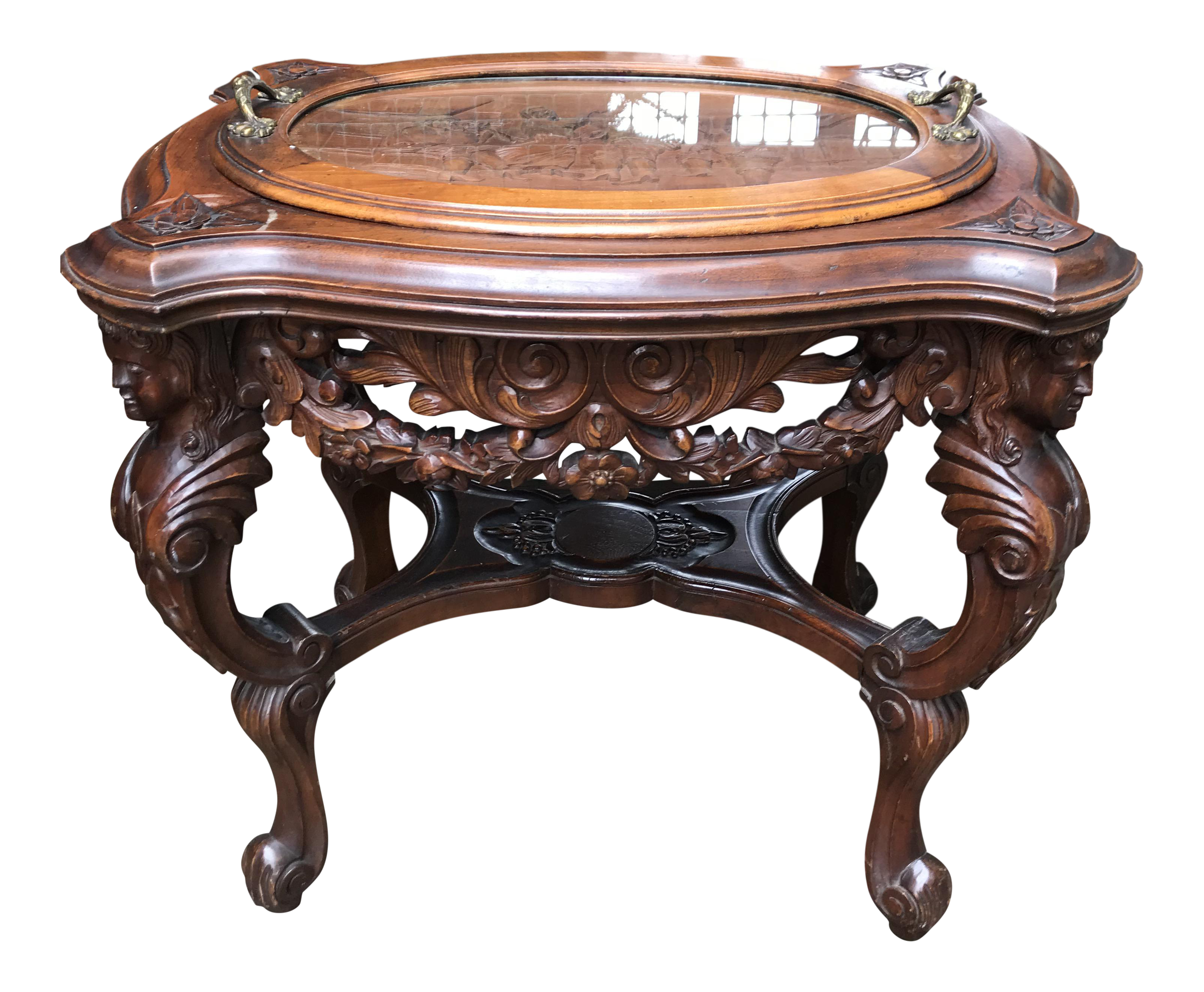 hand carved occasional table removable serving tray chairish accent with chairside ikea glass nesting end tables kitchen furniture clothes organiser vintage french bedside narrow
