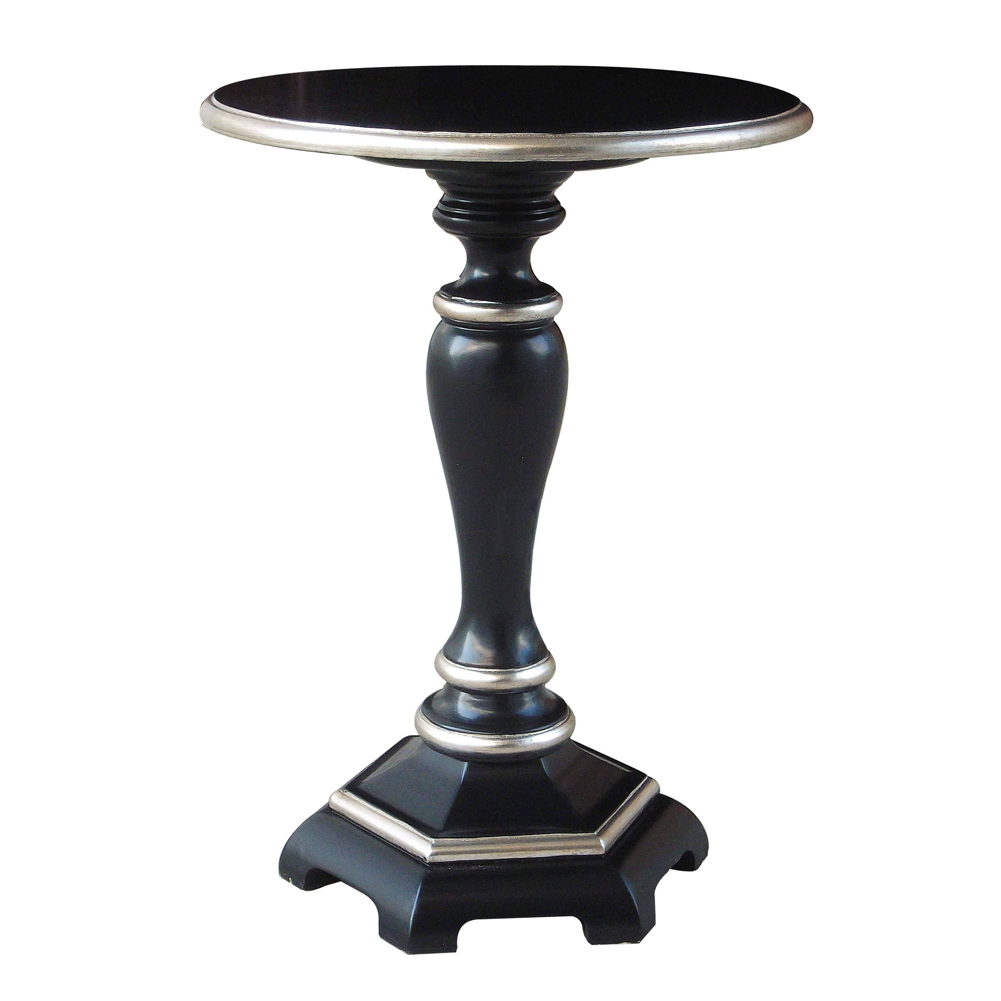 hand painted distressed black and silver finish round accent table multi free shipping today espresso grey mirrored bedside blue vase steel coffee teal end cloth brown linen