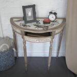 hand painted forme robe half moon console table shabby chic white accent style annie sloan chalk paints coco old over olive and cream oak telephone navy blue chair floor 150x150