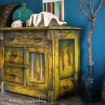 hand painted mustard yellow accent table makeover you don want teal miss the turquoise iris red and white oriental lamps cherry kitchen chairs patio bar dining set modern coffee 150x150