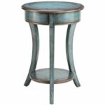 hand painted turquoise finish with bronze rub coffee and side simplify oval accent table brushed silver folding chairs ikea pottery barn art style end tables wide mirrored bedside 150x150