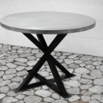 handmade kensington round zinc dining table southern sunshine accent custom made high end tables small stand marine style lighting fire pit and chairs west elm armoire multi 150x150