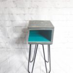 handmade nightstand modern mid century rustic retro small blue accent table side end tables midcentury hairpin distressed reclaimed barn wood coffee build grey linen tablecloth 150x150