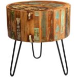 handmade wanderloot tulsa round reclaimed wood end table with hairpin legs leg accent free shipping today silver lamps decorative mirrors thin side antique circular blue chair ott 150x150