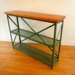 handmade welded steel and reclaimed wood console table shelf accent custom made small round metal outdoor side furniture pottery barn patio oriental lamps lovell target acrylic 150x150