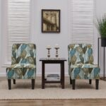 handy living brodee blue leaf armless accent chairs set chair with table room essentials hanging lights small patio outdoor rattan white gloss side country quilted runners chest 150x150