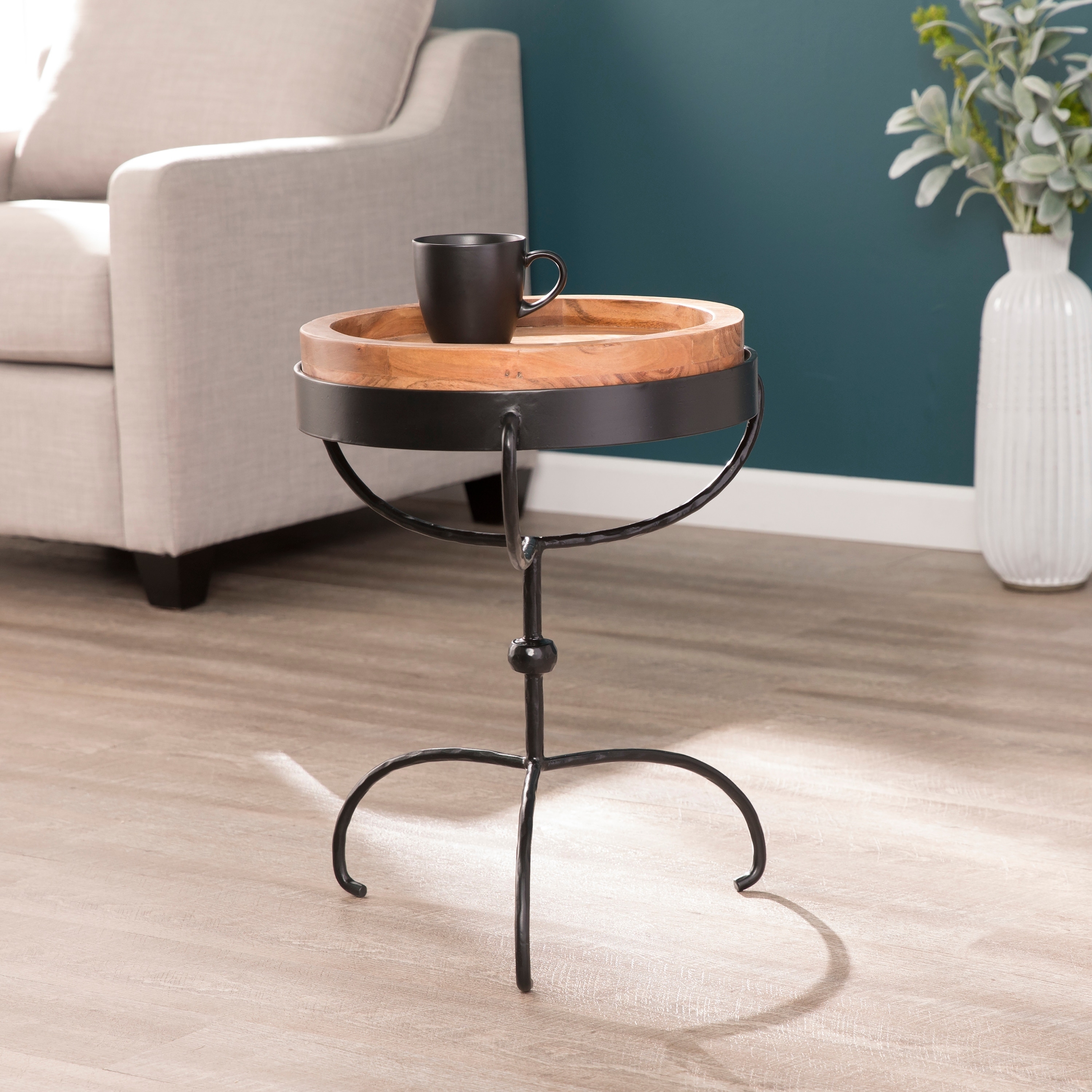 harper blvd ardac round accent table serving tray free with hairpin legs ikea mercury lamp battery operated side lamps basket drawers living room sets southern butterfly freedom