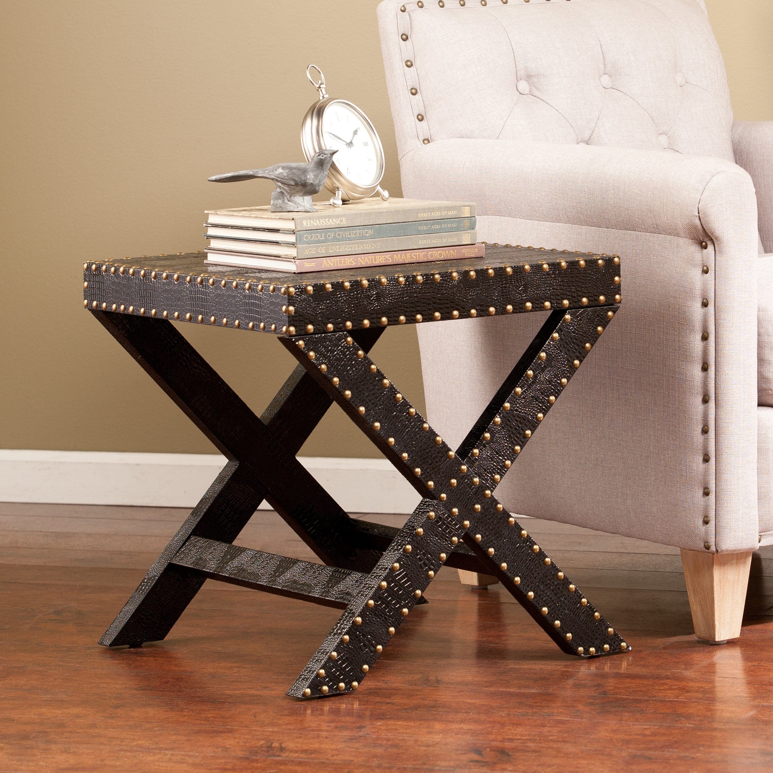 harper blvd black reptilian nailhead accent table free shipping upton home with nailheads today square metal end bistro set mirrored bedside lamps uma console day island county