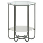harris hexagon tiered acrylic accent table clear treasure trove end wood and metal furniture square dining room for large with storage black silver lamps round tablecloth glass 150x150