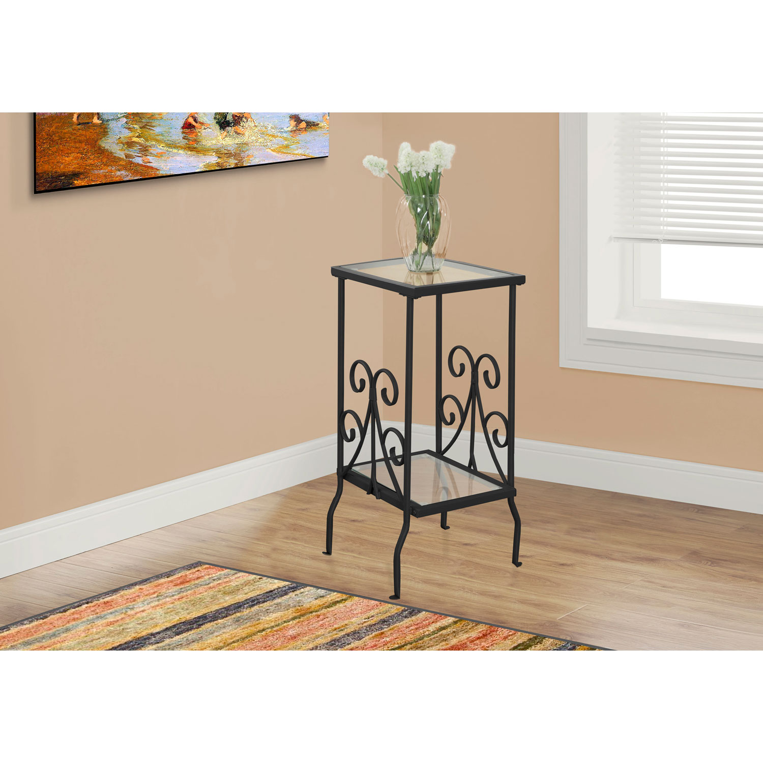hawthorne ave accent table black metal with tempered glass top hover zoom monarch hall console marble sofa windham concrete patio ashley furniture coffee and end sets turquoise