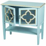 heather ann creations modern door accent console gold table cabinet with pane clover glass insert and bottom shelf blue trim kitchen dining unique entryway tables stackable 150x150