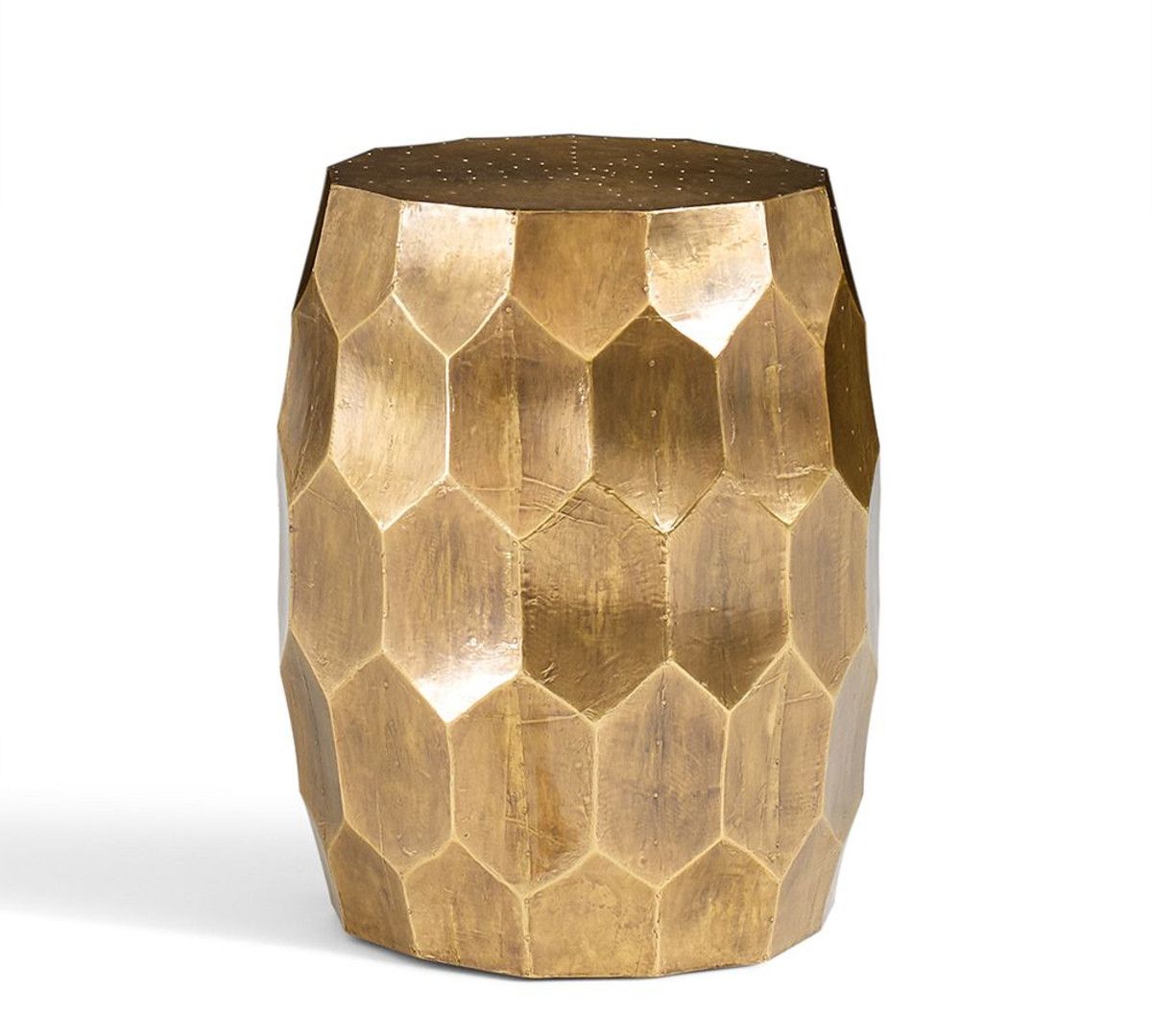 hexagonal brass table next sofa project for donna stool small accent knurl nesting tables centerpieces modern dining chairs side clearance pottery barn living room sets bedroom