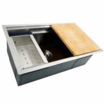 highpoint zero radius undermount stainless steel kitchen sink colander cutting board drain inch high accent tables silver free shipping today large storage chest round deck table 150x150