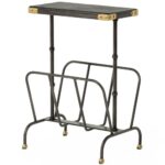 hobart iron waxed black industrial loft magazine rack side table product accent with kathy kuo home dark green coffee center decor bar furniture dining nic tablecloth oil rubbed 150x150