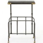 hobart iron waxed black industrial loft magazine rack side table product accent with kathy kuo home view full size shabby chic end tables barn door top tall drawers center decor 150x150