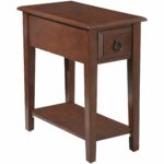 homcom modern tier acacia wood end table side desk with drawer accent dark coffee aosom round pine pottery barn display leaf hampton bay spring haven gold legs patio loveseat 150x150
