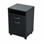 homcom rolling end table mobile printer cart nightstand stand office storage cabinet wheels black accent with organizer delta faucets interior home decoration beach themed lamp 150x150