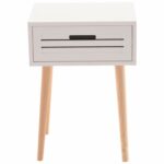 homcom wood mid century modern end table night stand accent tables with drawers storage drawer white kitchen dining mirrored sofa silver black and gold countertop chairs long 150x150