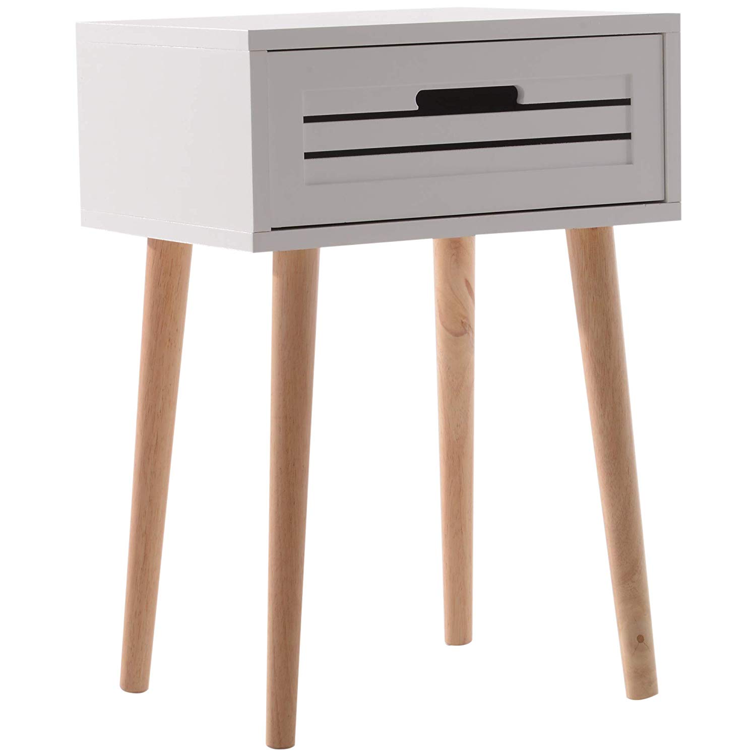 homcom wood mid century modern end table night stand room essentials stacking accent with storage drawer white kitchen dining best home decor ping websites patio furniture