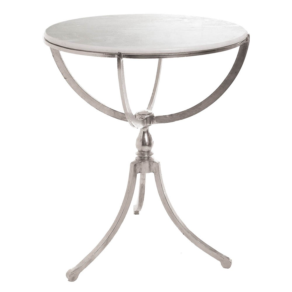 home art deco nickel table round decor interiors accent silver quickship side pink desk behind couch ashley furniture carlyle coffee wooden frog instrument cherry tables for