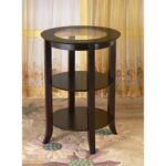 home craft wood round side accent table with shelves espresso sideaccent white console drawers farm leaf black leather chair wedding list ideas cube tables ikea half moon antique 150x150