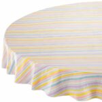 home pastel stripe accent elasticized vinyl table round tablecloth cover soft flannel backing for indoor and outdoor use anti stain white patio ikea living room furniture 150x150