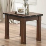 homelegance schleiger industrial end table with metal band and products color small rectangular accent schleigerend chestnut coffee world market side vintage wood tables office 150x150