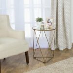 homepop metal accent table triangle gold base round glass top small slim bedside finish coffee wicker square tiffany lamp fur furniture unfinished ashley chicago mirage mirrored 150x150