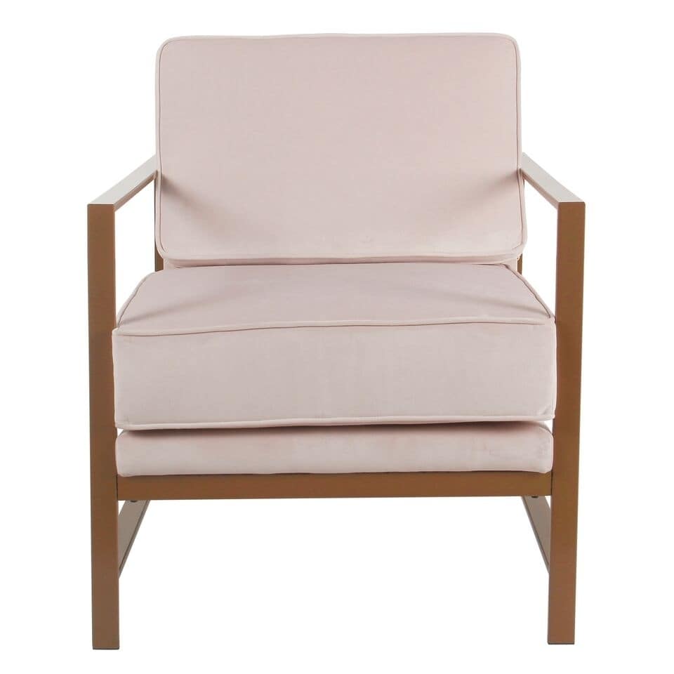 homepop modern pink velvet accent chair with metal frame free gold armchair shipping today second hand tables and chairs bottom pads queen size couch kristen bell dax small fabric