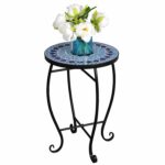 homgarden mosaic round side table plant stand floor metal garden accent flower pots rack planter holder porch balcony patio tablejust decor ashley furniture dining room sets 150x150