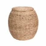 household essentials large round wicker storage accent table basket side with lid water hyacinth home kitchen steel coffee unfinished wood dining slim garden furniture mini high 150x150