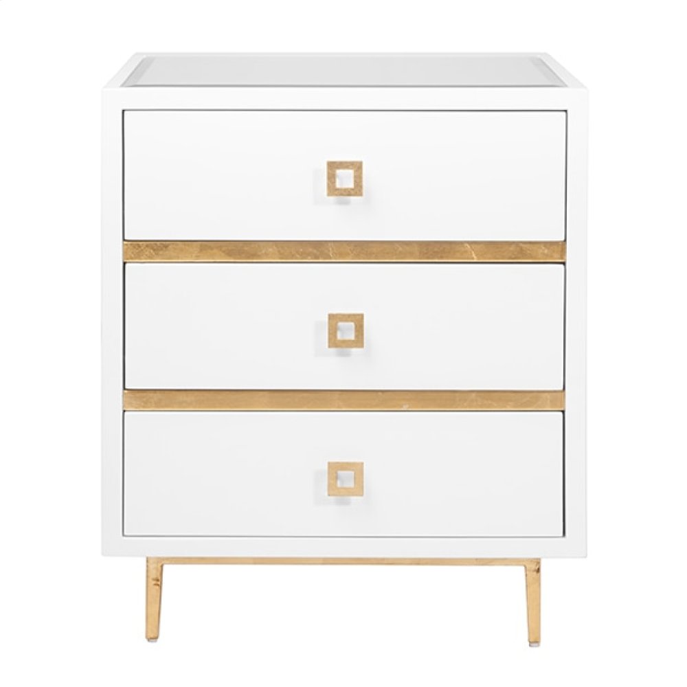 icon furniture art worlds away drawer white lacquer side frarmpqhlcwu accent table with gold leaf accents base beveled mirror inset top greater houston and black gloss coffee