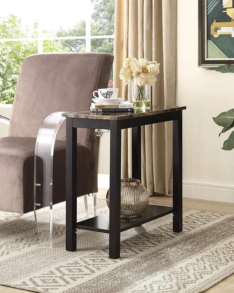 icymi roundhill furniture lediyana faux marble top side table accent espresso finish end date thursday pdt unfinished chairs old wood tables gloss coffee retro console home goods