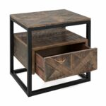 imax loxias reclaimed wood accent table farmhouse rustic tables accentuate your space and stylize any corner room with this outdoor beach decor patio buffet black white geometric 150x150