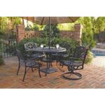 inch round black metal outdoor patio dining table with umbrella accent retail counter height legs tiffany butterfly lamp affordable sets green room decoration items granite 150x150
