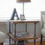 industrial accent table carpenteando small rustic bedside calebs room diy end using black pipe bring your the plum associate pub height dining dark grey side unfinished round wood 150x150