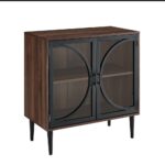 industrial chic accent cabinet with tempered glass doors dark table walnut large circular tablecloths mats tennis racket torch lamp tiffany peacock floor brass end red bedside 150x150