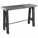 industrial mini iron concrete console table accent steel black patio kitchen dining ballard designs small half round kmart outdoor furniture cabin unique tablecloths washer and 150x150
