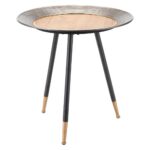 industrial round steel accent table brown black home chic pottery barn lazy susan cocktail tables and end brass living room console cabinets marble top small outdoor sofa patio 150x150