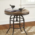 industrial style round end table with adjustable height signature products design ashley color rustic accents modern farmhouse accent contemporary lamp shades small coffee sets 150x150