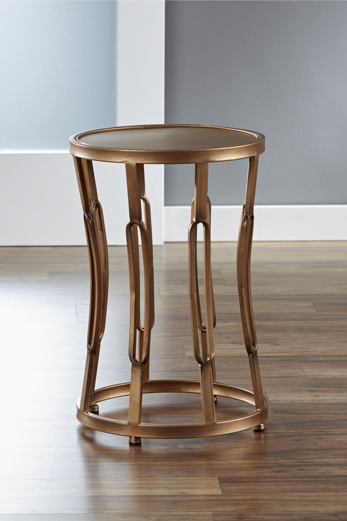 innerspace hourglass table occasional tables accent threshold simplicity and strength form combine this sleek contemporary end complete with antique copper finish accents airy
