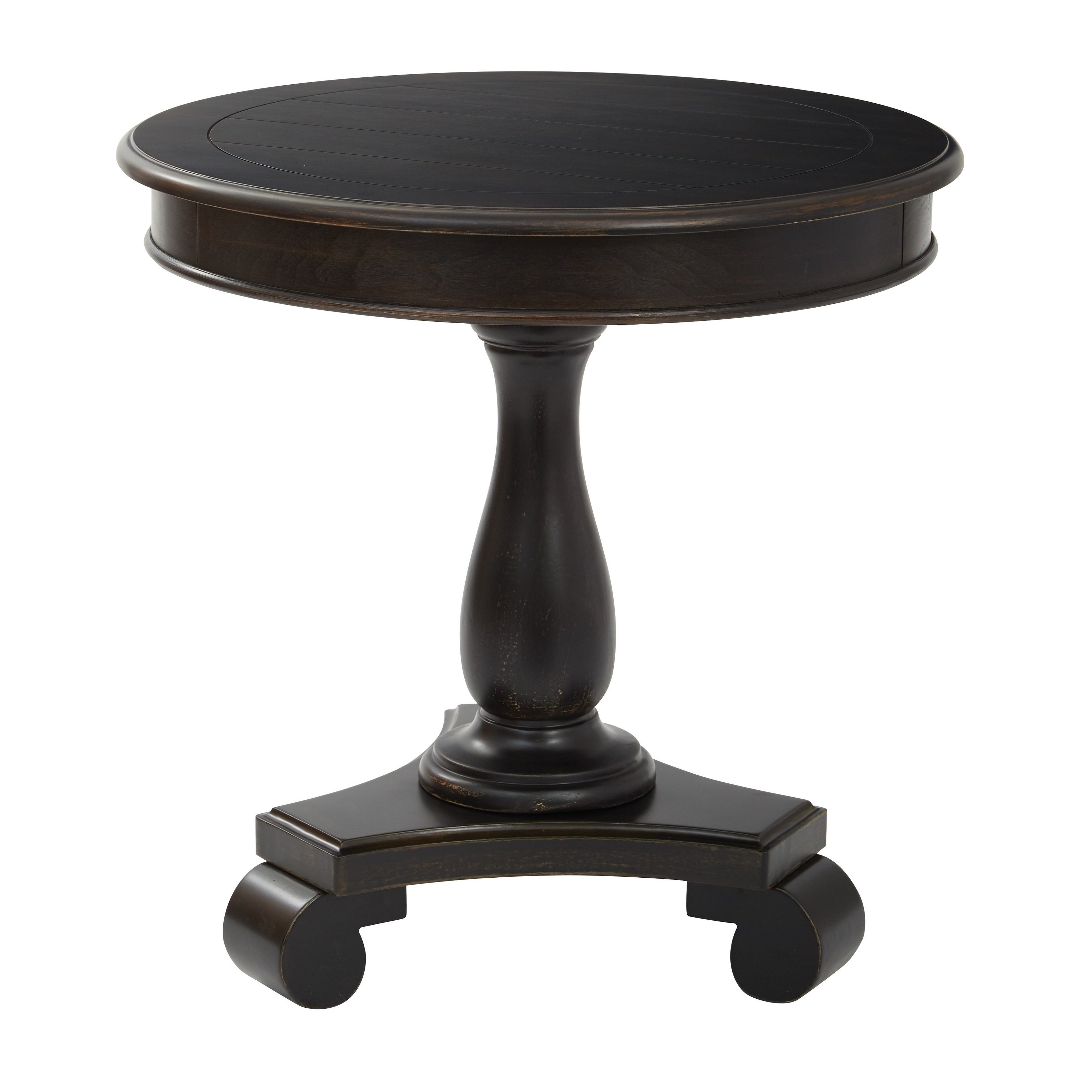 inspired bassett avalon round accent table antique black hand painted stock cherry end tables under wireless desk lamp footstool coffee pottery barn glass top dining modern grey