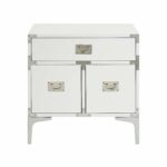 inspired home marco white lacquer finish nightstand accent table chrome leg side executive style modern kitchen dining target chairside asian floor lamps wilcox furniture acrylic 150x150