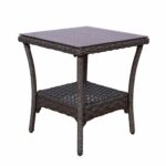 inspiring wicker end tables outdoor bunnings set chat wooden table tab cover dining gumtree and bar garden for chairs travertine round umbrella timber kmart bbq brown furniture 150x150