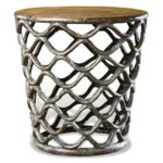interlude lattice accent table rustic french antique cast brass side product gray kathy kuo home sheesham wood console farm style dining room coffee base prefinished solid 150x150