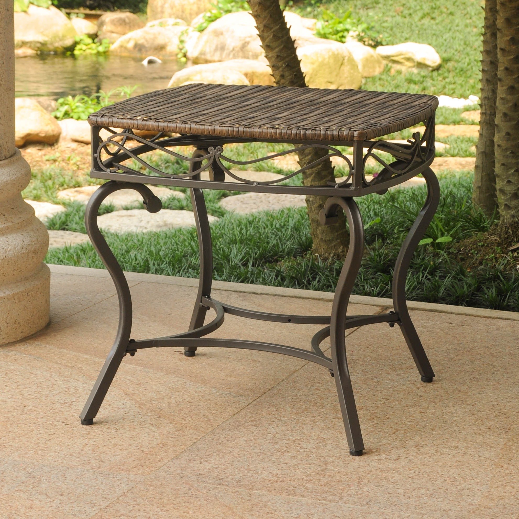 international caravan valencia brown resin wicker outdoor side table metal free shipping today small folding patio barn door dining room screw desk legs teak garden furniture